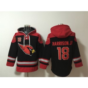 Nike Cardinals 18 Marvin Harrison Jr. Black Ageless Must-Have Lace-Up Pullover Hoodie