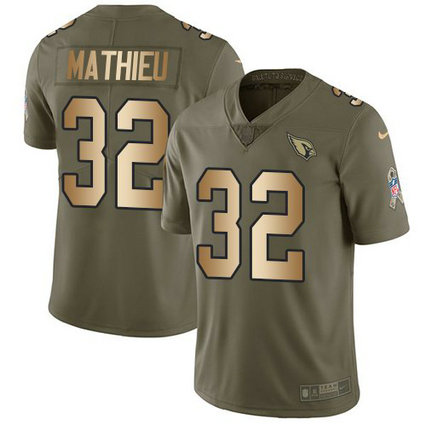 Nike Cardinals 32 Tyrann Mathieu Olive Gold Salute To Service Limited Jersey