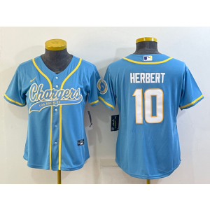 Nike Chargers 10 Justin Herbert Blue Vapor Baseball Limited Women Jersey