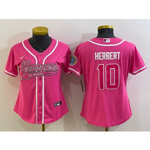 Nike Chargers 10 Justin Herbert Pink Vapor Baseball Limited Women Jersey