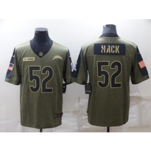 Nike Chargers 52 Khalil Mack Olive 2021 Salute To Service Limited Men Jersey