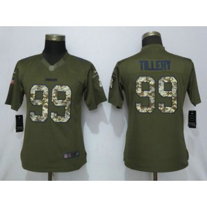 Nike Chargers 99 Jerry Tillery Olive Camo Salute to Service Limited Women Jersey