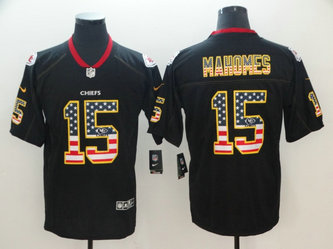 Nike Chiefs #15 Patrick Mahomes Black USA Flag Fashion Limited Jersey