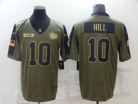 Nike Chiefs 10 Tyreek Hill Olive 2021 Salute To Service Limited Jersey
