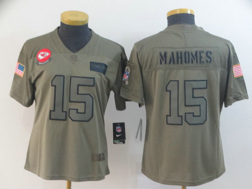 Nike Chiefs 15 Patrick Mahomes 2019 Olive Women Salute To Service Limited Jersey Nike Chiefs 15 Patrick Mahomes 2019 Olive Women Salute To Service Limited Jersey