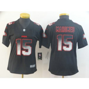 Nike Chiefs 15 Patrick Mahomes Black Arch Smoke Vapor Untouchable Limited Women Jersey