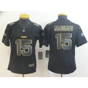 Nike Chiefs 15 Patrick Mahomes Black Gold Vapor Untouchable Limited Women Jersey
