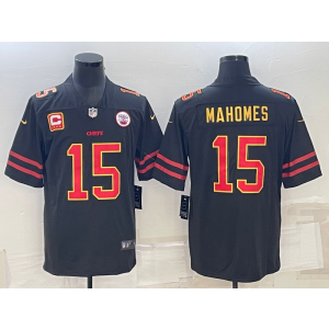 Nike Chiefs 15 Patrick Mahomes Black Gold with C patch Vapor Limited Men Jersey Nike Chiefs 15 Patrick Mahomes Black Gold with C patch Vapor Limited Men Jersey
