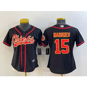 Nike Chiefs 15 Patrick Mahomes Black Vapor Baseball Limited Women Jersey Nike Chiefs 15 Patrick Mahomes Black Vapor Baseball Limited Women Jersey