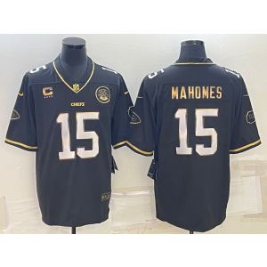 Nike Chiefs 15 Patrick Mahomes Black with C patch Vapor Limited Men Jersey Nike Chiefs 15 Patrick Mahomes Black with C patch Vapor Limited Men Jersey