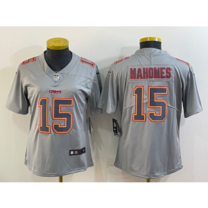 Nike Chiefs 15 Patrick Mahomes Gray Atmosphere Fashion Vapor Limited Women Jersey