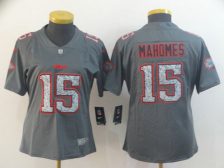 Nike Chiefs 15 Patrick Mahomes Gray Camo Women Vapor Untouchable Limited Jersey