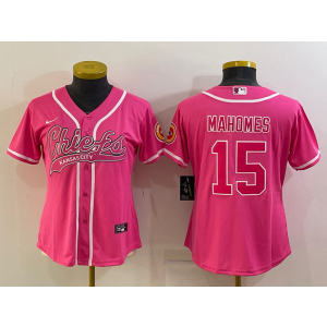 Nike Chiefs 15 Patrick Mahomes Pink Vapor Baseball Limited Women Jersey