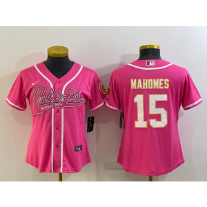 Nike Chiefs 15 Patrick Mahomes Pink White Vapor Baseball Limited Women Jersey Nike Chiefs 15 Patrick Mahomes Pink White Vapor Baseball Limited Women Jersey