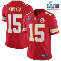 Nike Chiefs 15 Patrick Mahomes Red 2023 Super Bowl LVII Vapor Limited Men Jersey