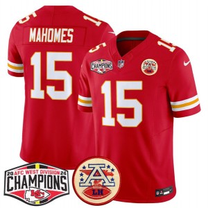 Nike Chiefs 15 Patrick Mahomes Red 2024 AFC West Division Champions F.U.S.E. Vapor Limited Men Jersey
