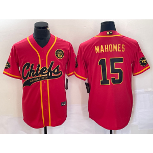 Nike Chiefs 15 Patrick Mahomes Red Gold Vapor Baseball Limited Men Jersey Nike Chiefs 15 Patrick Mahomes Red Gold Vapor Baseball Limited Men Jersey