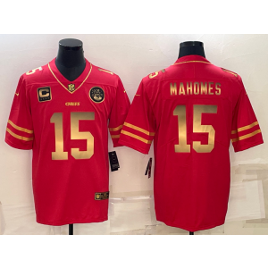 Nike Chiefs 15 Patrick Mahomes Red Gold with C patch Vapor Limited Men Jersey Nike Chiefs 15 Patrick Mahomes Red Gold with C patch Vapor Limited Men Jersey