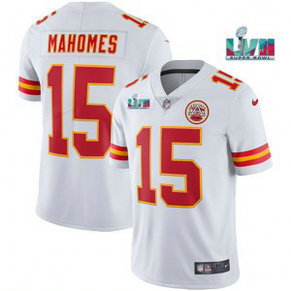 Nike Chiefs 15 Patrick Mahomes White 2023 Super Bowl LVII Vapor Limited Men Jersey