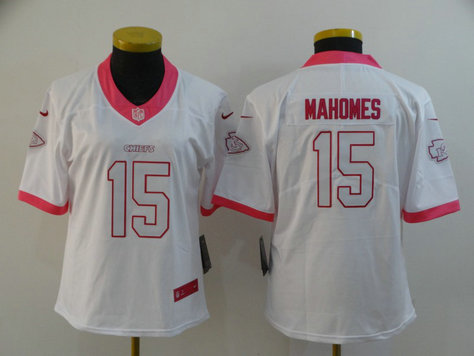 Nike Chiefs 15 Patrick Mahomes White Pink Women Vapor Untouchable Limited Jersey Nike Chiefs 15 Patrick Mahomes White Pink Women Vapor Untouchable Limited Jersey
