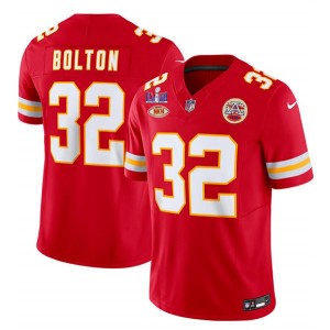 Nike Chiefs 32 Nick Bolton Red 2024 Super Bowl NKH Patch F.U.S.E Vapor Limited Men Jersey