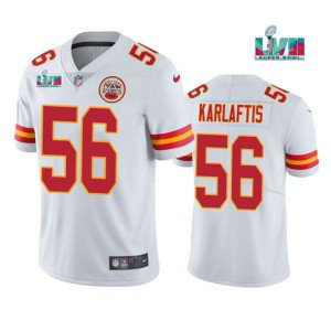 Nike Chiefs 56 George Karlaftis White 2023 Super Bowl LVII Vapor Limited Men Jersey