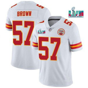 Nike Chiefs 57 Orlando Brown White 2023 Super Bowl LVII Vapor Limited Men Jersey