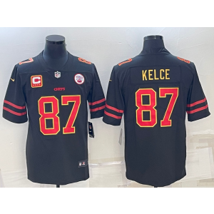 Nike Chiefs 87 Kelce Black Gold Black Gold with C patch Vapor Limited Men Jersey Nike Chiefs 87 Kelce Black Gold Black Gold with C patch Vapor Limited Men Jersey