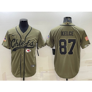 Nike Chiefs 87 Travis Kelce 2022 Olive Salute to Service Baseball Limited Men Jersey Nike Chiefs 87 Travis Kelce 2022 Olive Salute to Service Baseball Limited Men Jersey