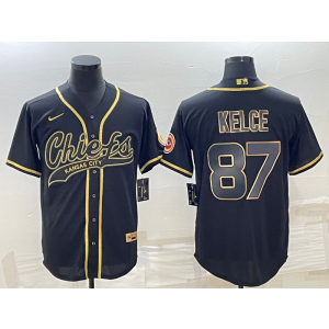 Nike Chiefs 87 Travis Kelce Black Gold Vapor Baseball Limited Men Jersey Nike Chiefs 87 Travis Kelce Black Gold Vapor Baseball Limited Men Jersey