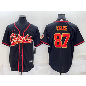 Nike Chiefs 87 Travis Kelce Black Vapor Baseball Limited Men Jersey