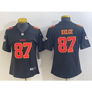 Nike Chiefs 87 Travis Kelce Black Vapor Limited Women Jersey
