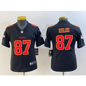 Nike Chiefs 87 Travis Kelce Black Vpaor Limited Youth Jersey