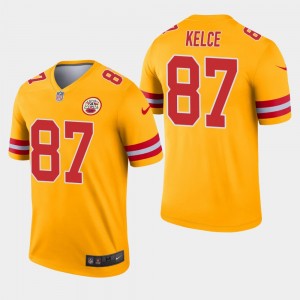 Nike Chiefs 87 Travis Kelce Gold Inverted Legend Men Jersey