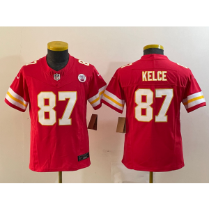 Nike Chiefs 87 Travis Kelce Red 2023 F.U.S.E Vapor Limited Youth Jersey