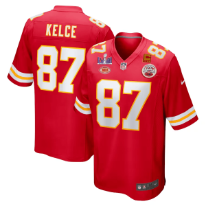 Nike Chiefs 87 Travis Kelce Red 2024 Super Bowl C Patch NKH Patch Vapor Limited Men Jersey