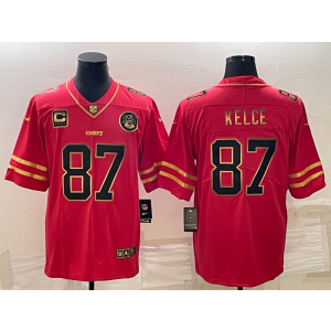Nike Chiefs 87 Travis Kelce Red Gold Vapor Limited Men Jersey Nike Chiefs 87 Travis Kelce Red Gold Vapor Limited Men Jersey
