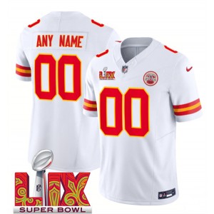 Nike Chiefs Customized White 2025 Super Bowl LIX F.U.S.E. Vapor Limited Men Jersey