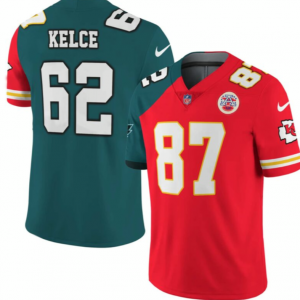 Nike Chiefs Eagles 87 & 62 Kelce Split Vapor Limited Men Jersey