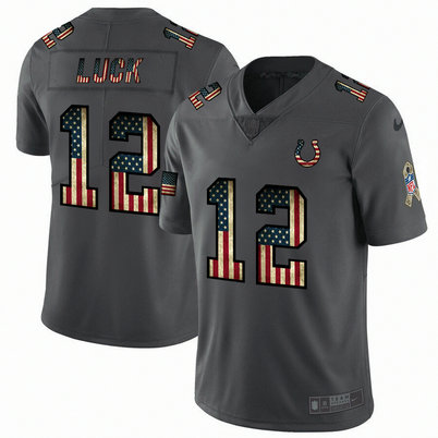 Nike Colts 12 Andrew Luck 2019 Salute To Service USA Flag Fashion Limited Jersey Nike Colts 12 Andrew Luck 2019 Salute To Service USA Flag Fashion Limited Jersey