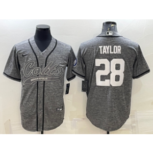 Nike Colts 28 Jonathan Taylor Grey With Patch Vapor Baseball Limited Men Jersey