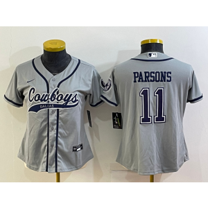 Nike Cowboys 11 Micah Parsons Grey Vapor Baseball Limited Women Jersey
