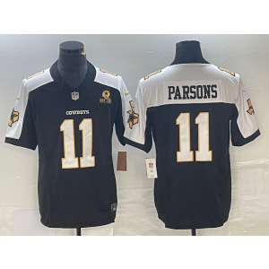 Nike Cowboys 11 Micah Parsons Thanksgiving Gold 2023 F.U.S.E Vapor Limited Men Jersey