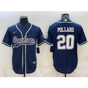 Nike Cowboys 20 Tony Pollard Blue Vapor Baseball Limited Men Jersey