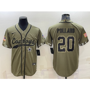 Nike Cowboys 20 Tony Pollard Olive 2022 Salute To Service Baseball Logo Limited Men Jersey Nike Cowboys 20 Tony Pollard Olive 2022 Salute To Service Baseball Logo Limited Men Jersey
