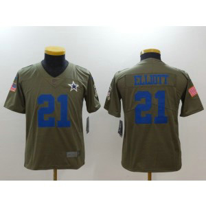 Nike Cowboys 21 Ezekiel Elliott Olive 2017 Salute To Service Limited Youth Jersey