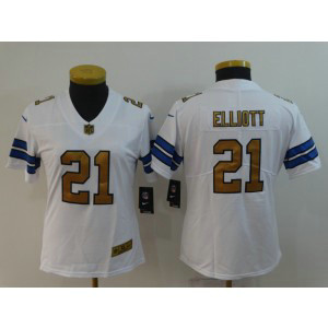 Nike Cowboys 21 Ezekiel Elliott White Gold Vapor Untouchable Limited Women Jersey