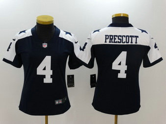 Nike Cowboys 4 Dak Prescott Blue Throwback Women Vapor Untouchable Player Limited Jersey Nike Cowboys 4 Dak Prescott Blue Throwback Women Vapor Untouchable Player Limited Jersey
