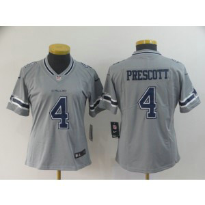 Nike Cowboys 4 Dak Prescott Grey Inverted Legend Women Jersey Nike Cowboys 4 Dak Prescott Grey Inverted Legend Women Jersey