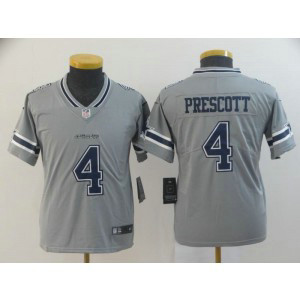 Nike Cowboys 4 Dak Prescott Grey Inverted Legend Youth Jersey